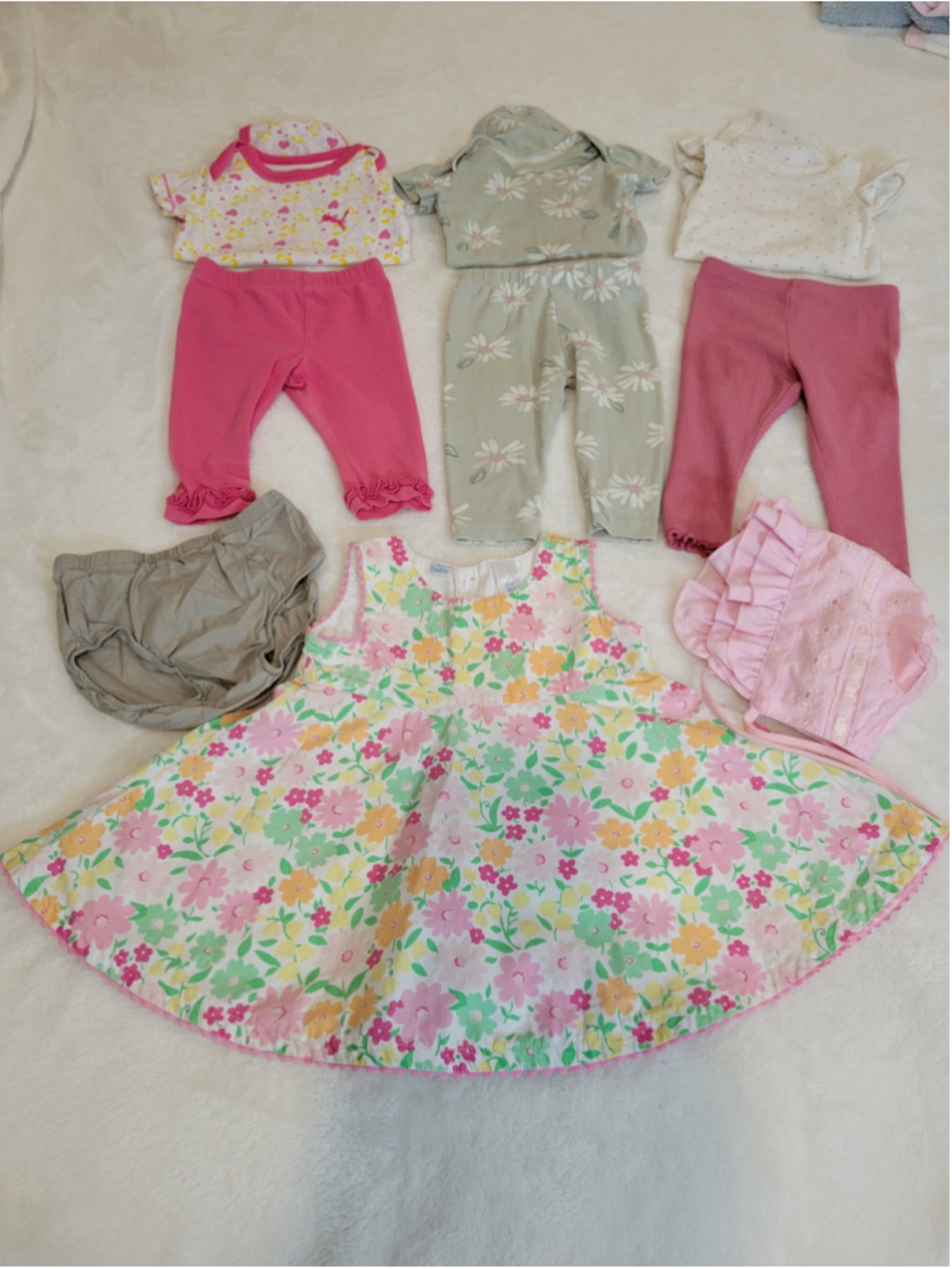 Baby Girl Floral Dress and Clothing Set 6 Months White Pink